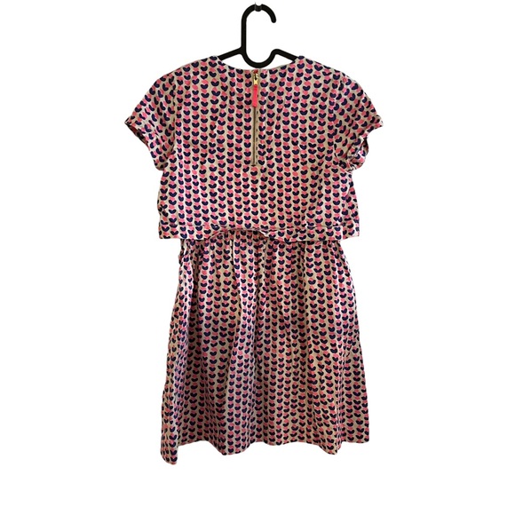 2/$15 Crewcuts girls 12 short dress blue pink hearts elastic waist back zipper - Picture 4 of 9